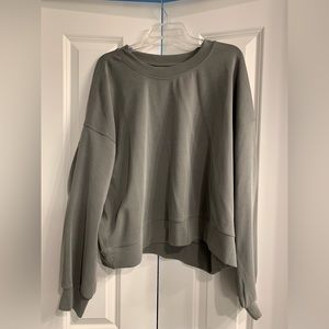 Lululemon Perfectly Oversized Cropped Crew Softstreme Grey Sage